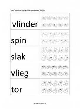 Werkblad kriebelbeestjes - Letters tellen