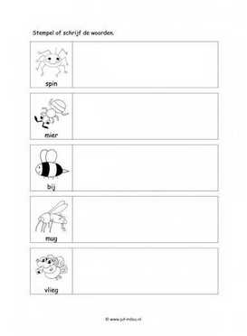 Werkblad kriebelbeestjes - Woorden stempelen