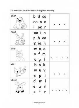 Werkblad sneeuwdieren - Letter en woordherkenning