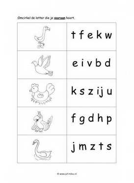 Werkblad vogels - Beginklank