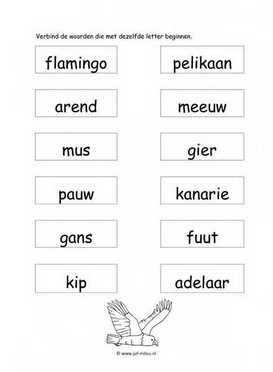 Werkblad vogels - Dezelfde beginletter