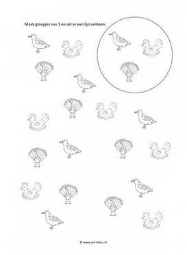 Werkblad vogels - Groepjes van 3