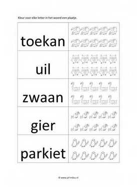 Werkblad vogels - Letters tellen