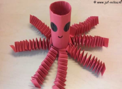 Knutselen Octopus van wc rol