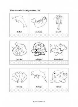 Werkblad zeedieren - Lettergrepen