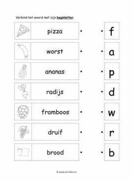 Werkblad eten en drinken - Beginletter 2