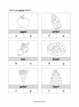 Werkblad eten en drinken - Beginletter 3