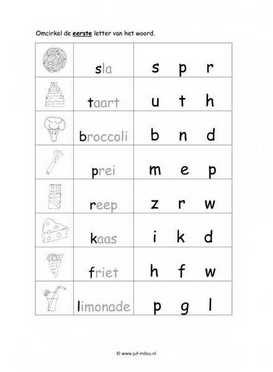 Werkblad eten en drinken - Beginletter makkelijk
