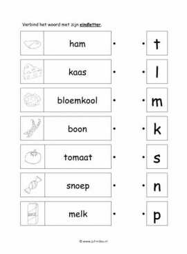 Werkblad eten en drinken - Eindletter 2