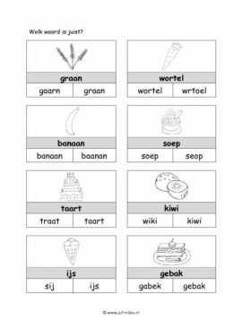 Werkblad eten en drinken - Woordherkenning 3 makkelijk