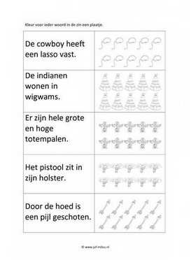 Werkblad cowboys en indianen - Woorden tellen