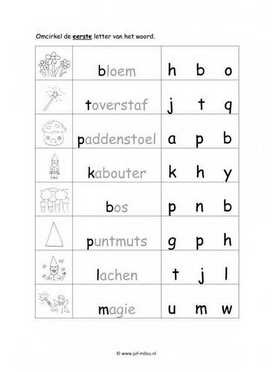 Werkblad elfjes en kabouters - Beginletter makkelijk