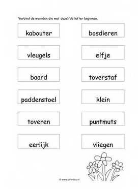 Werkblad elfjes en kabouters - Dezelfde beginletter