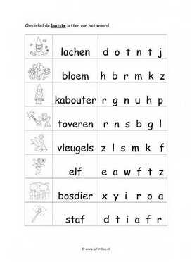 Werkblad elfjes en kabouters - Eindletter moeilijk