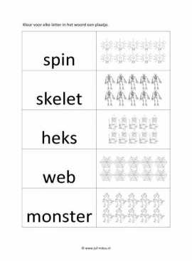 Werkblad griezelen - Letters tellen
