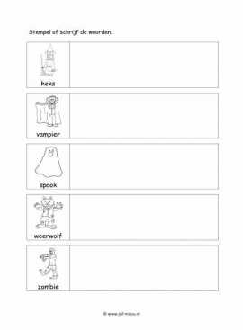 Werkblad griezelen - Woorden stempelen