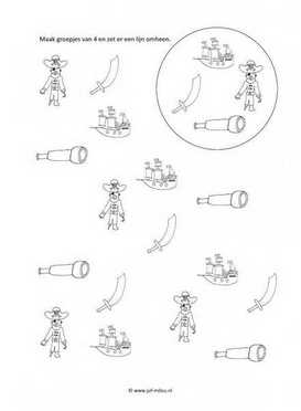 Werkblad piraten - Groepjes van 4