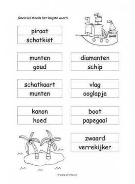 Werkblad piraten - Langste woord