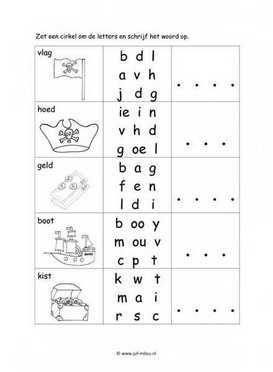 Werkblad piraten - Letter  en woordherkenning