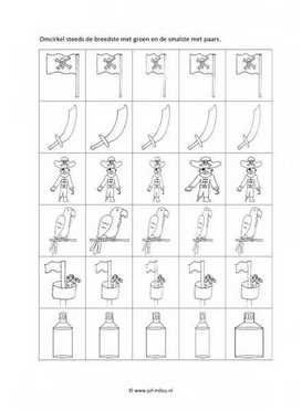 Werkblad piraten - Smal en breed