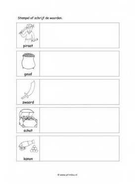 Werkblad piraten - Woorden stempelen