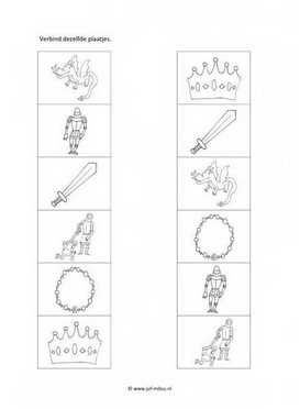 Werkblad ridders en prinsessen - Dezelfde 1