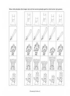 Werkblad ridders en prinsessen - Langer en korter