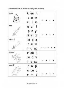 Werkblad ridders en prinsessen - Letter en woordherkenning