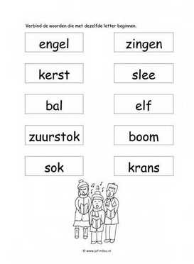 Werkblad kerstmis - Dezelfde beginletter