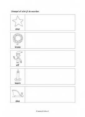 Werkblad kerstmis - Woorden stempelen