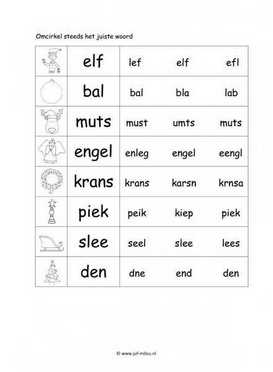 Werkblad kerstmis - Woordherkenning 2 makkelijk