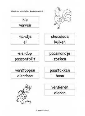 Werkblad pasen - Kortste woord