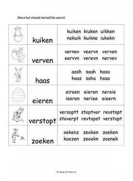 Werkblad pasen - Woordherkenning 2 moeilijk