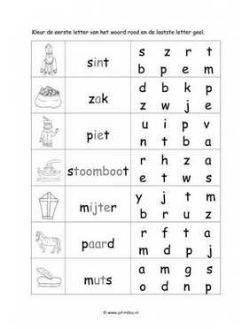 Werkblad sinterklaas - Begin en eindletter