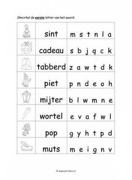 Werkblad sinterklaas - Beginletter moeilijk