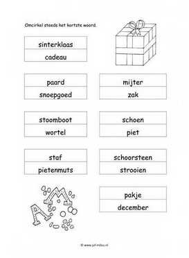 Werkblad sinterklaas - Kortste woord