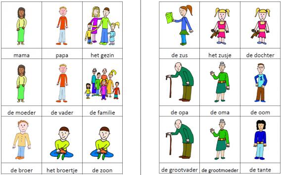 Woordkaartjes familie kleur