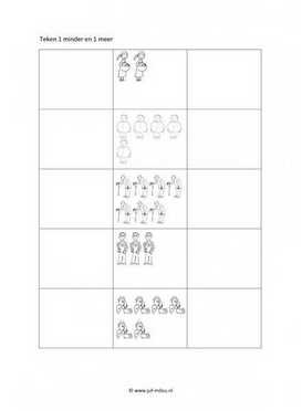 Werkblad familie - 1 minder en 1 meer