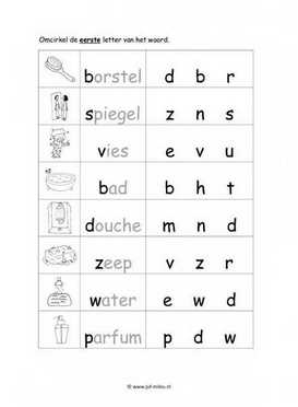 Werkblad verzorging - Beginletter makkelijk