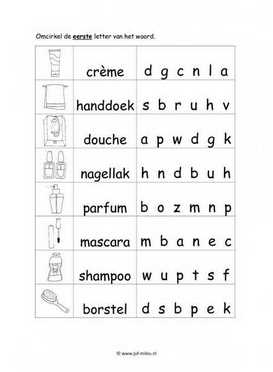 Werkblad verzorging - Beginletter moeilijk
