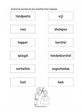 Werkblad verzorging - Dezelfde beginletter