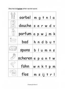Werkblad verzorging - Eindletter moeilijk
