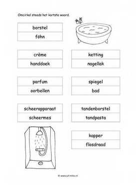 Werkblad verzorging - Korste woord