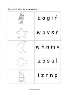 Werkblad ruimte - Beginklank