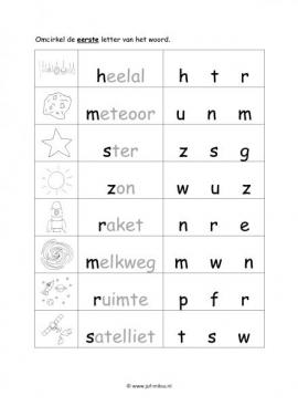 Werkblad ruimte - Beginletter makkelijk