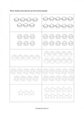 Werkblad ruimte - Evenveel 1