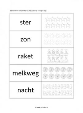 Werkblad ruimte - Letters tellen