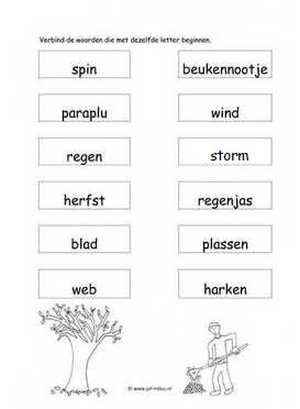 Werkblad herfst - Dezelfde beginletter