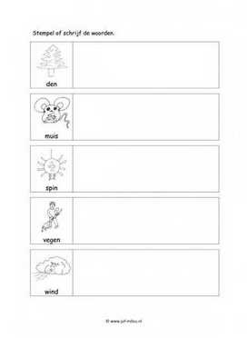 Werkblad herfst - Woorden stempelen