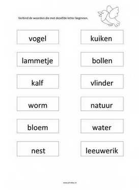 Werkblad lente - Dezelfde beginletter